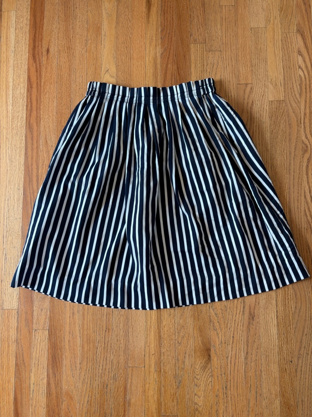 J. Crew Navy and White Vertical Stripe A-Line Skirt